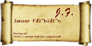 Janzer Fábián névjegykártya
